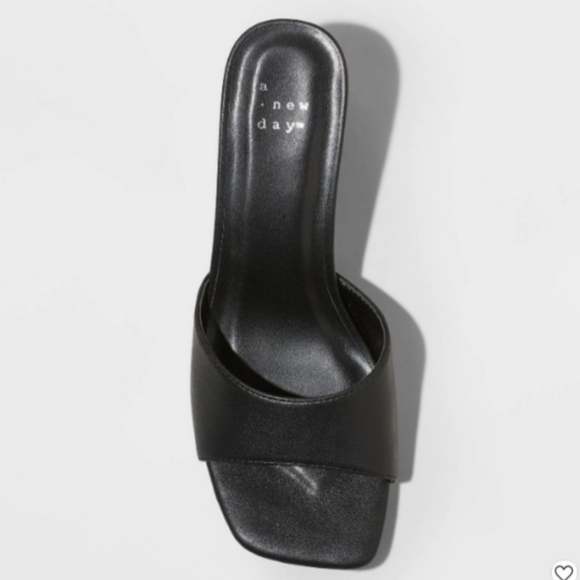 A New Day LIKE-NEW! Lindie Mule Black Square Toe Sandal Heels size 11 - Picture 1 of 5